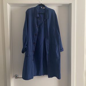 Vintage French Chore Coat in Blue Size M